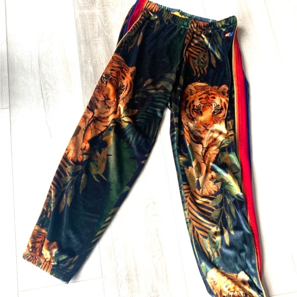 Aviator Nation “Wild Jungle Tiger” Velvet Track Pants NWT - Picture 2 of 12